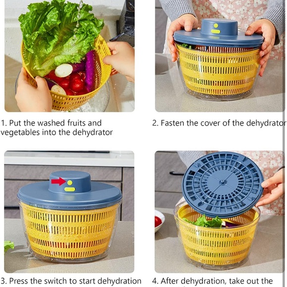 Fruit🫐/ Veg🥕Electric⚡️Salad🥗Spinner 4.2-Quart Washer w Bowl & Colander - Picture 8 of 10